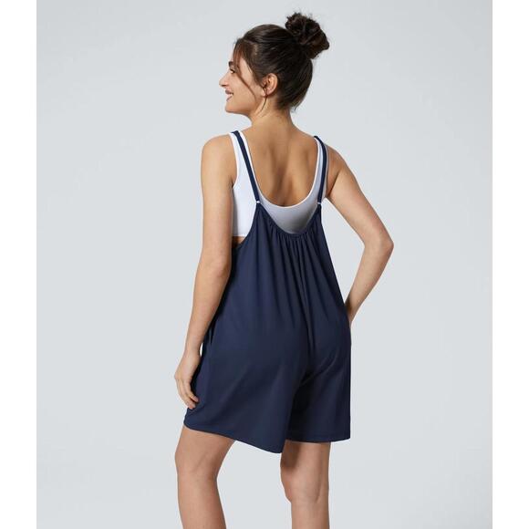 NWT Halara Spaghetti Pocket Solid Wide Leg Casual Jumpsuit Size M - Picture 3 of 12